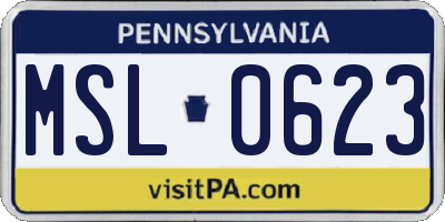PA license plate MSL0623