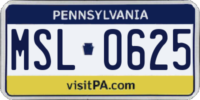 PA license plate MSL0625