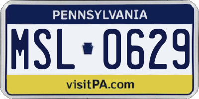 PA license plate MSL0629