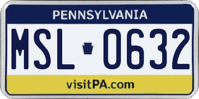 PA license plate MSL0632