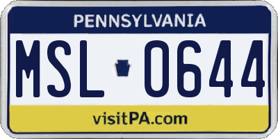 PA license plate MSL0644