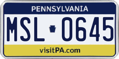 PA license plate MSL0645