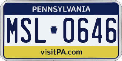 PA license plate MSL0646