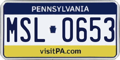PA license plate MSL0653