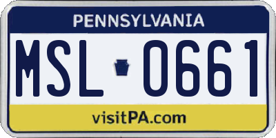 PA license plate MSL0661