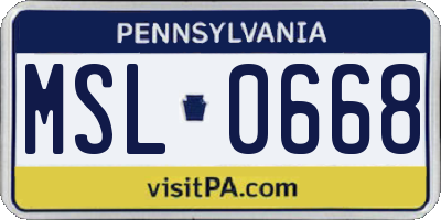 PA license plate MSL0668