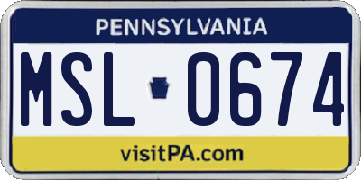 PA license plate MSL0674