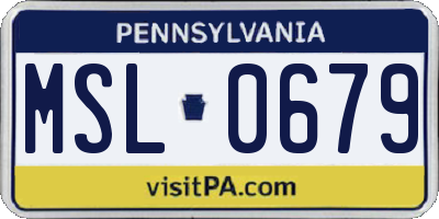PA license plate MSL0679