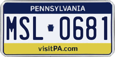 PA license plate MSL0681