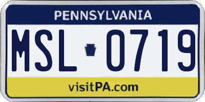 PA license plate MSL0719