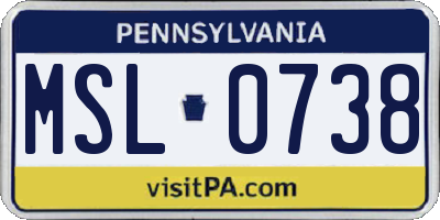 PA license plate MSL0738