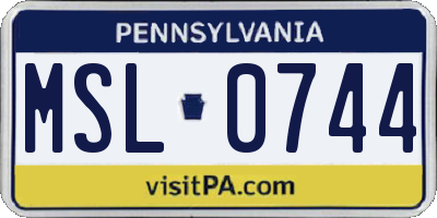 PA license plate MSL0744