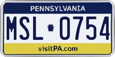 PA license plate MSL0754