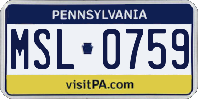 PA license plate MSL0759
