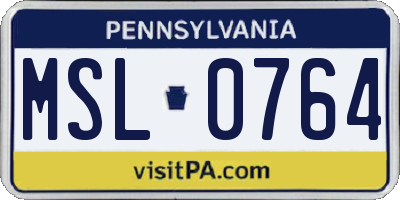 PA license plate MSL0764