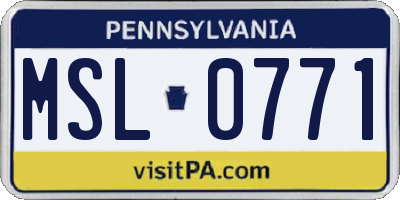 PA license plate MSL0771