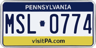 PA license plate MSL0774