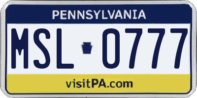 PA license plate MSL0777