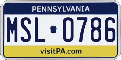 PA license plate MSL0786