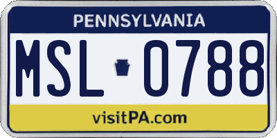 PA license plate MSL0788