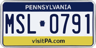 PA license plate MSL0791