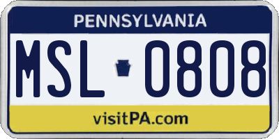 PA license plate MSL0808