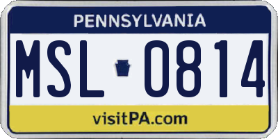 PA license plate MSL0814