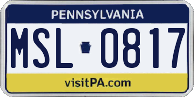 PA license plate MSL0817