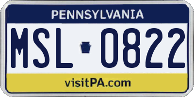 PA license plate MSL0822
