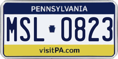 PA license plate MSL0823