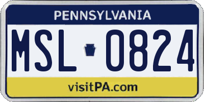 PA license plate MSL0824
