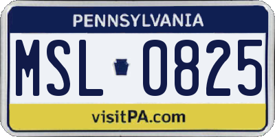 PA license plate MSL0825