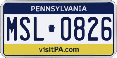 PA license plate MSL0826