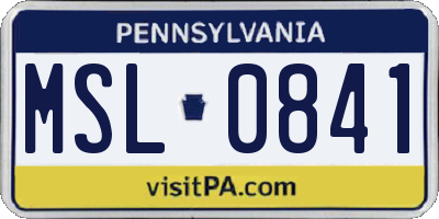 PA license plate MSL0841