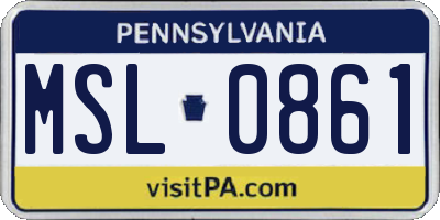 PA license plate MSL0861