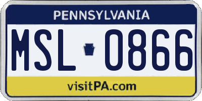 PA license plate MSL0866