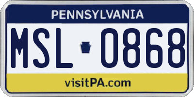 PA license plate MSL0868