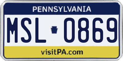 PA license plate MSL0869