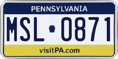 PA license plate MSL0871