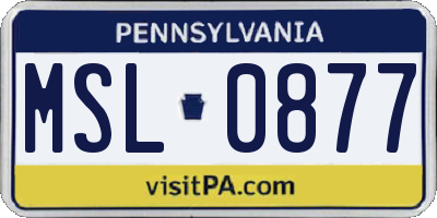 PA license plate MSL0877