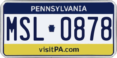 PA license plate MSL0878
