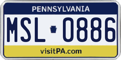 PA license plate MSL0886
