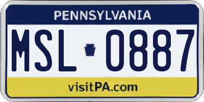 PA license plate MSL0887