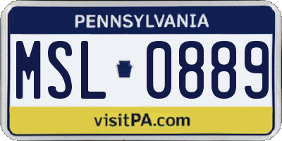 PA license plate MSL0889