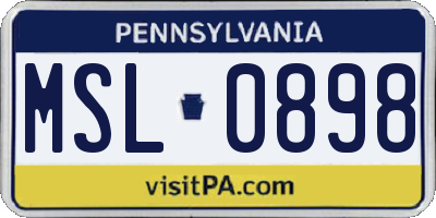 PA license plate MSL0898