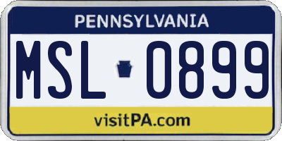 PA license plate MSL0899