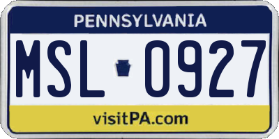 PA license plate MSL0927