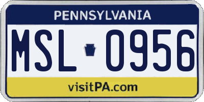 PA license plate MSL0956