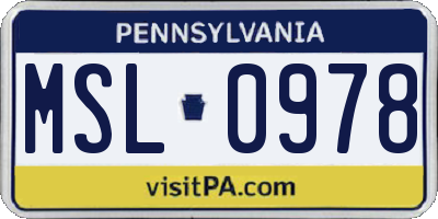 PA license plate MSL0978