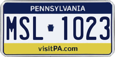 PA license plate MSL1023